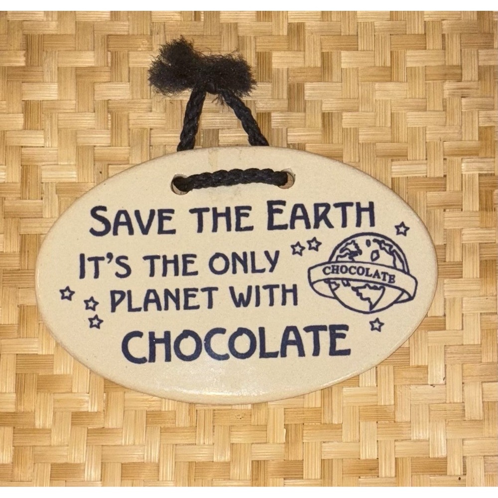 Mountain Meadows Pottery Wall Plaque EUC Only Planet With Chocolate